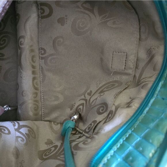 VTG Brighton Crocodile Embossed Faux Leather Shoulder Bag Heart Charm & Silver T - Picture 11 of 11